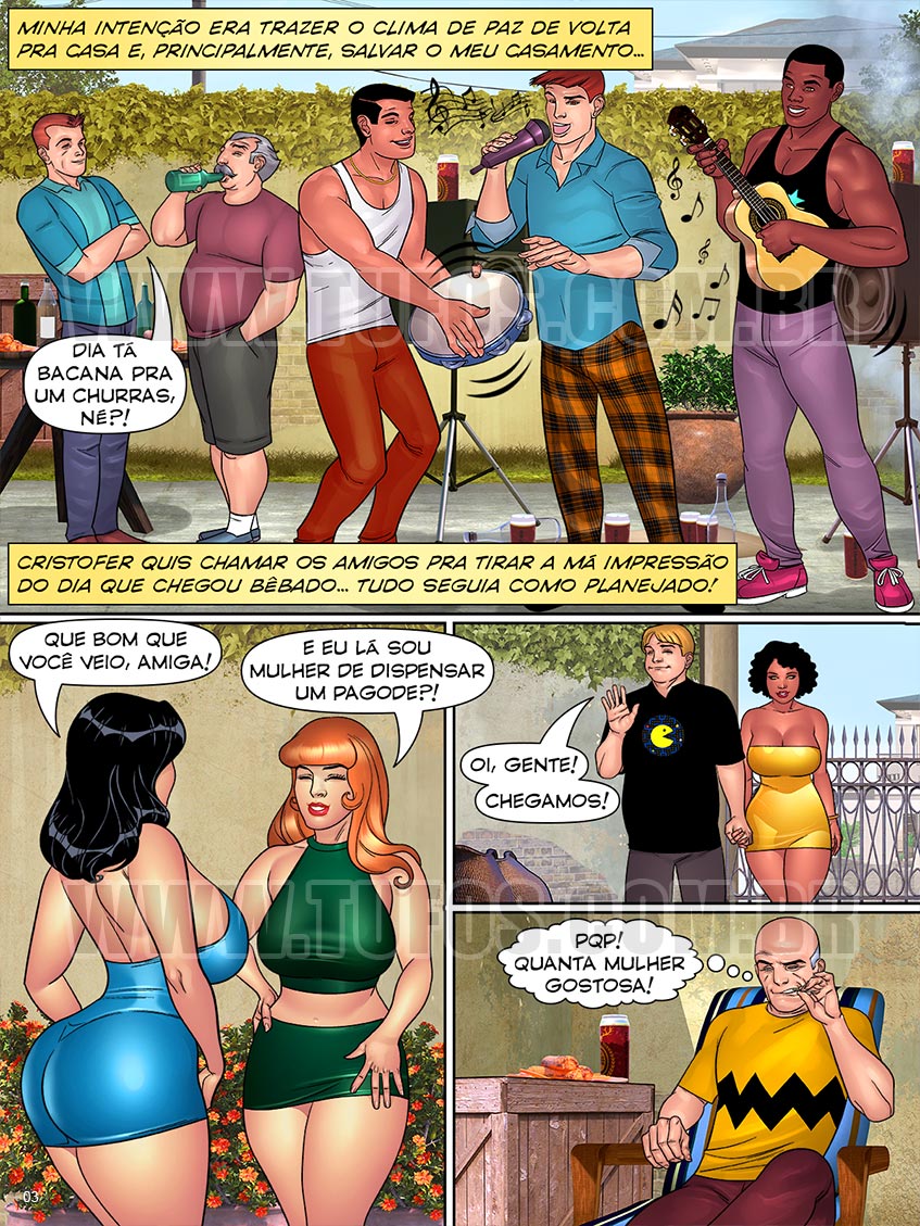 Página 3 do quadrinho adulto: CHURRASCO COM PAGODE - PARTE 1 – Leia completo em XCOMICS